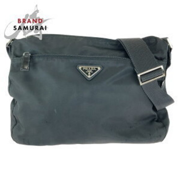 Prada Tessuto triangular black nylon Shoulder Bag - Picture 1 of 9